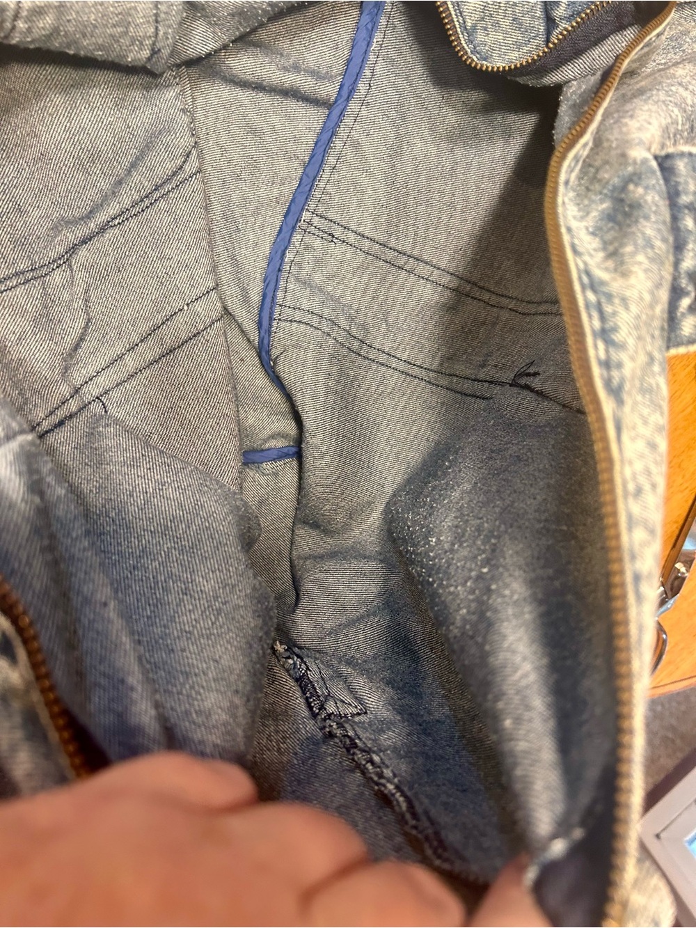 Vintage Acid Washed Blue Denim Tote Bag-Numerous Pockets/Zippers - Picture 6 of 8